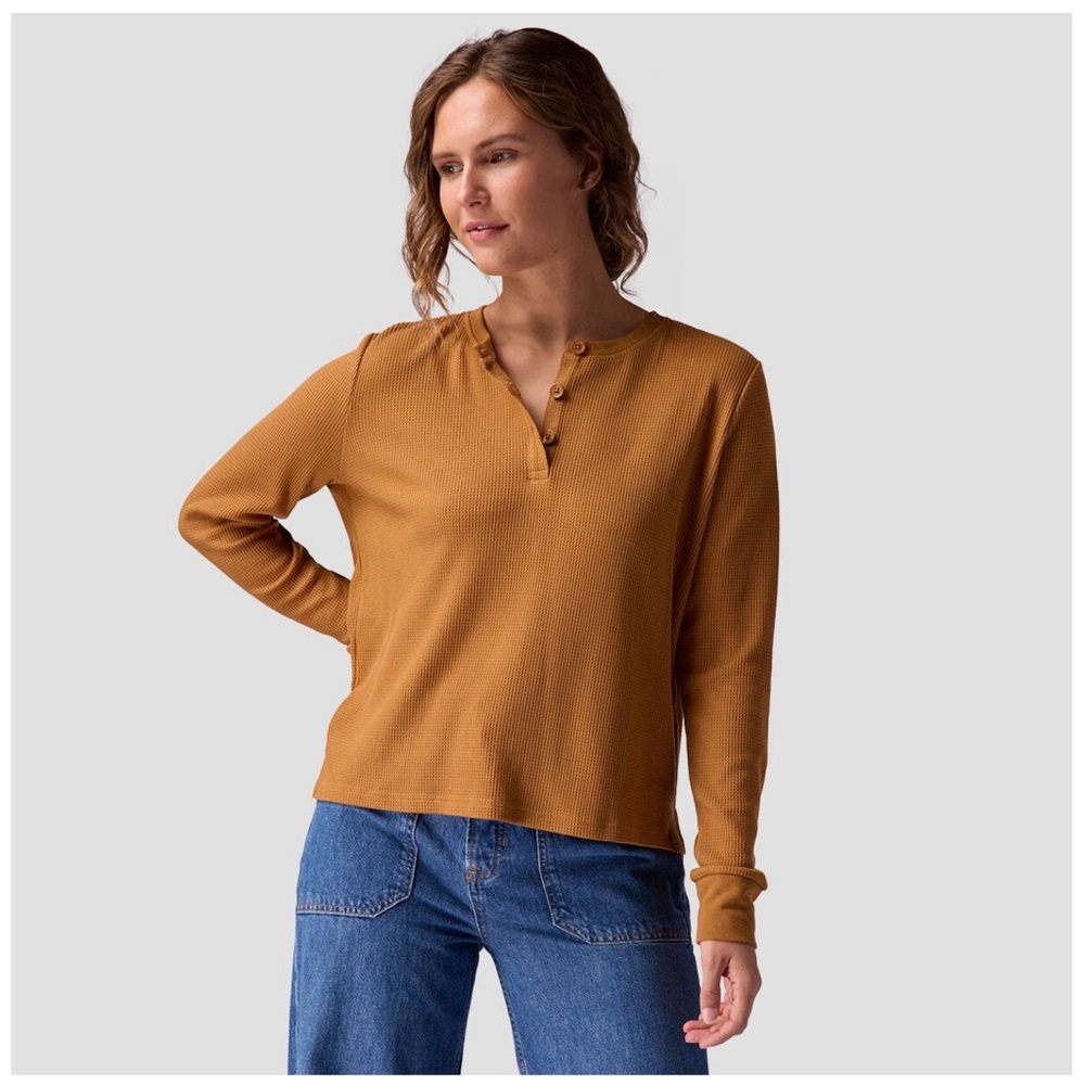 Stoic Wicking Waffle Long-Sleeve Henley Women's M Outdoor Earth Tones